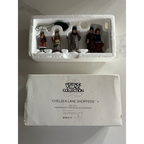 Dept. 56 Heritage Village Chelsea Lane Shoppers Set of 4 Handpainted Figurines - Picture 5 of 5
